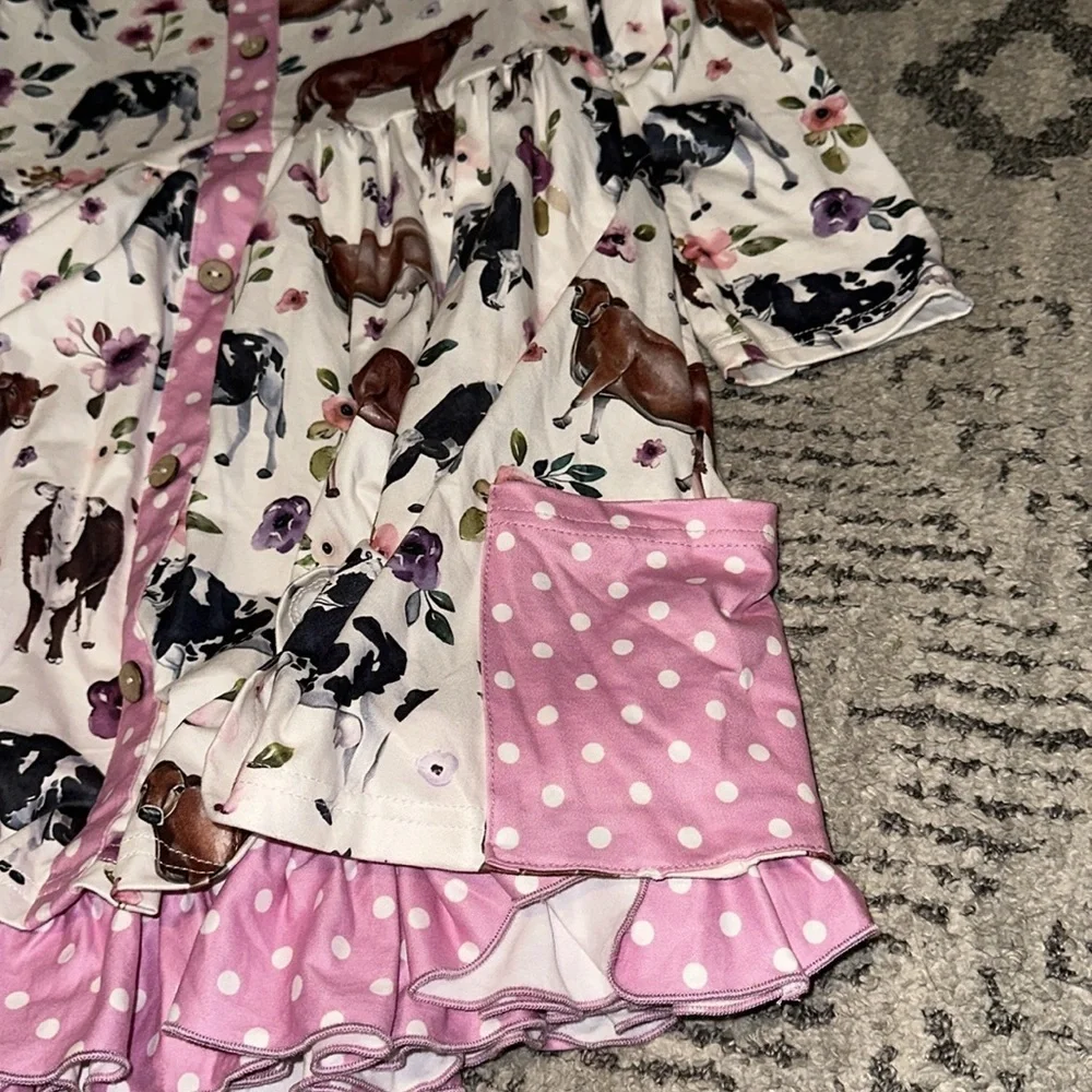 Girls Boutique Cow Print Dress💕 size‎ 8/9 worn once